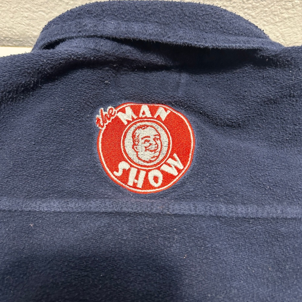 Vintage Roots The Man Show Fleece Shirt Navy Blue Cotton Made in Canada Large